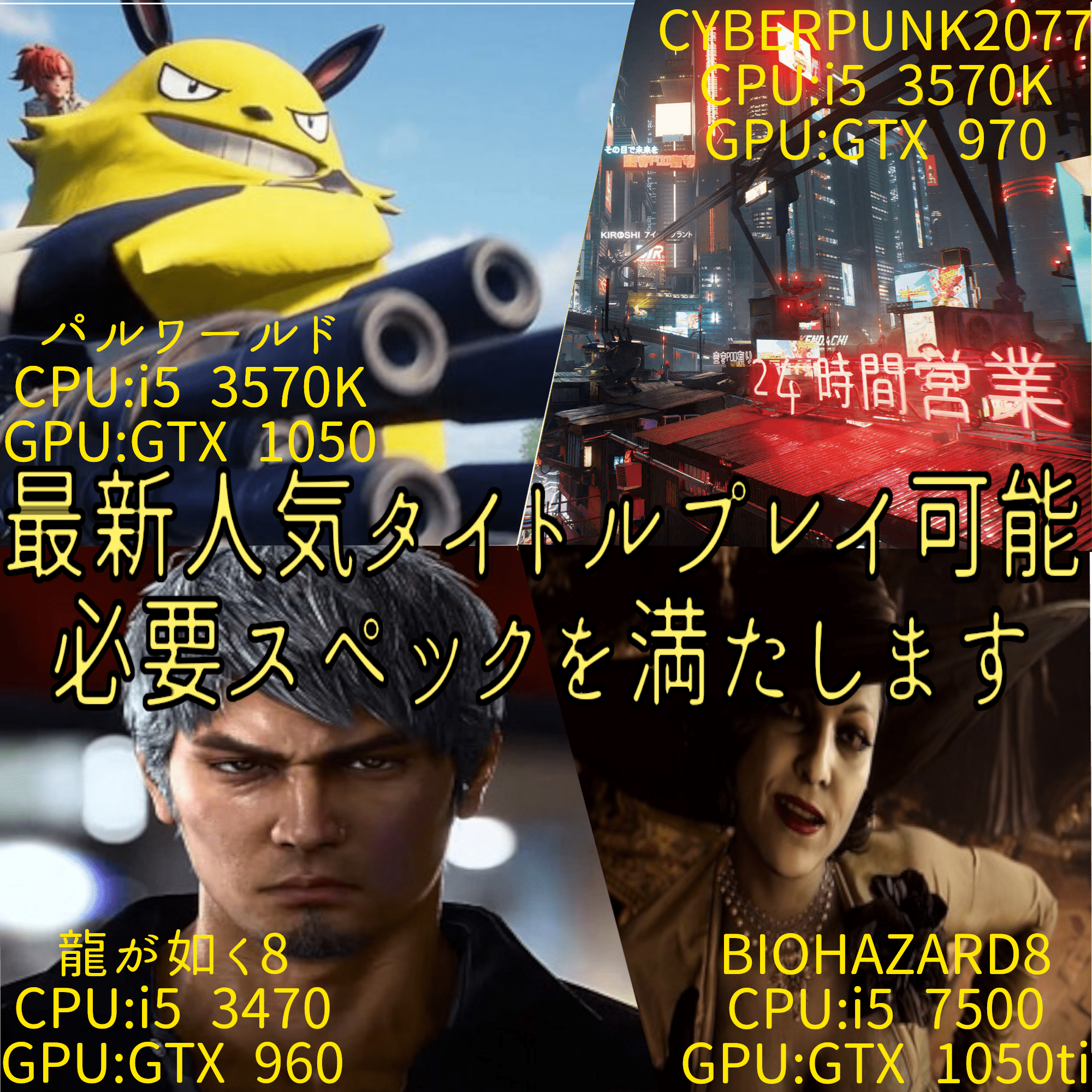 ゲーミングPC フルセット corei7-2600 GTX970 無線LAN有 モニター 